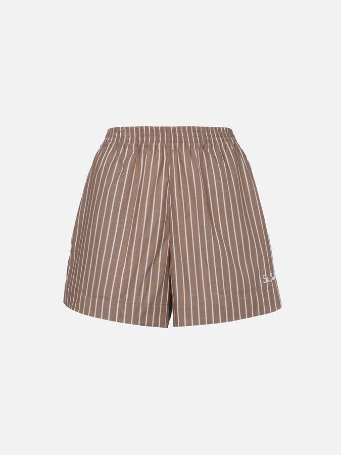 Mc2 Saint Barth Pantaloncini da donna pull up in cotone rigato Meave Presa