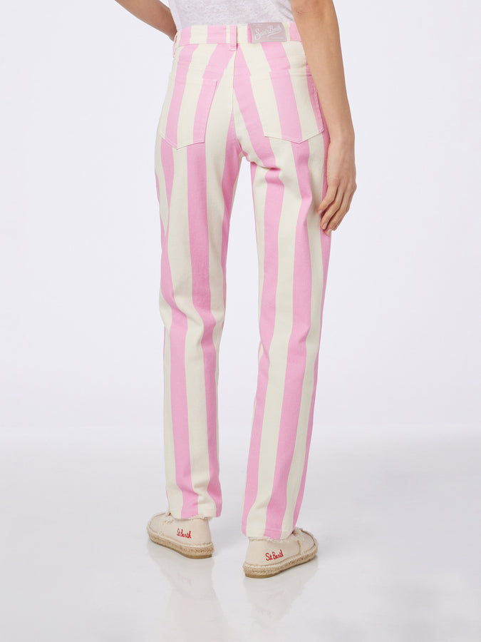 Mc2 Saint Barth Denim da donna stampa Belleville rosa a righe Outlet