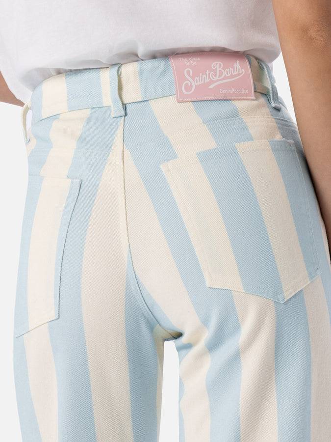 Mc2 Saint Barth Denim da donna stampa a righe azzurro Belleville Saldi