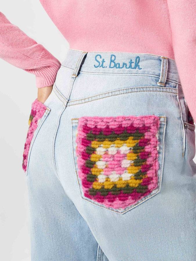 Mc2 Saint Barth Jeans da donna con tasche in crochet Vendita Economica