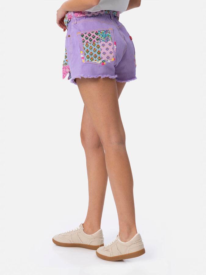 Mc2 Saint Barth Pantaloncini da donna in denim riciclatoo con toppe I Più Venduti
