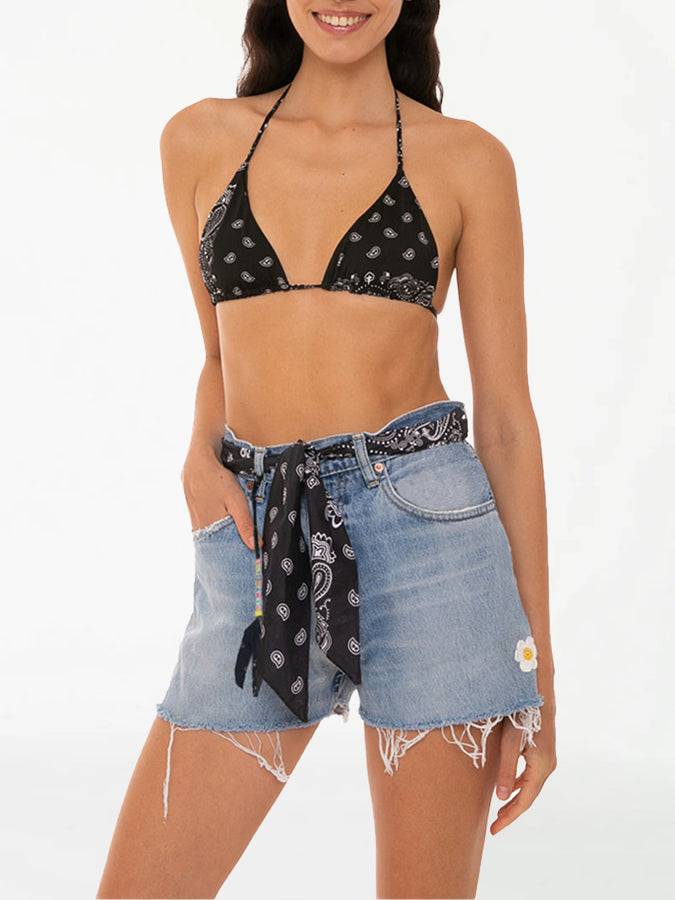 Mc2 Saint Barth Pantaloncini da donna in denim rigenerato con ricami In Saldo