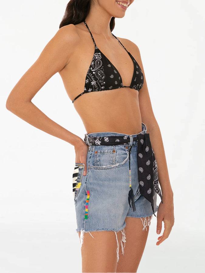 Mc2 Saint Barth Pantaloncini da donna in denim rigenerato con ricami In Saldo