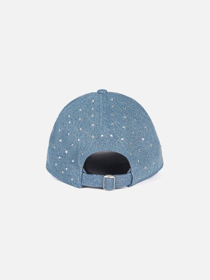 Mc2 Saint Barth Cappellino Davis in denim impreziosito da strass Nuova