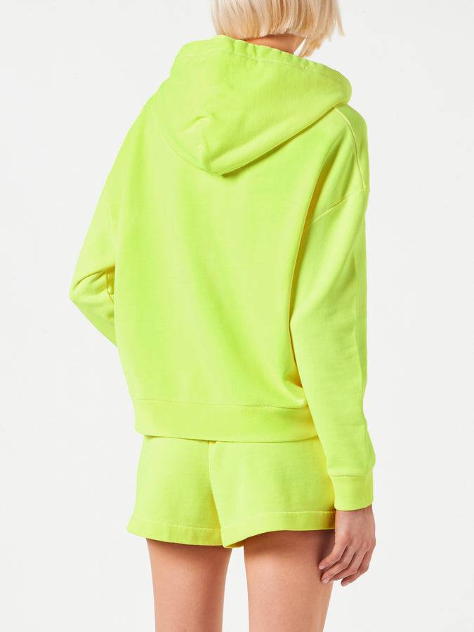 Mc2 Saint Barth Felpa giallo fluo con cappuccio con ricamo St. Barth Moda