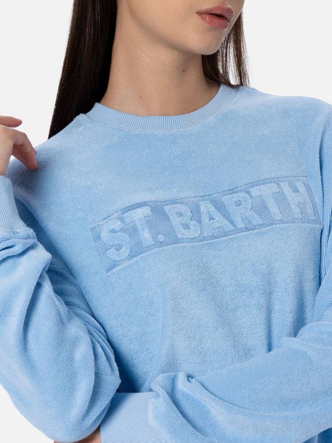 Mc2 Saint Barth Felpa da donna Stardust di cotone spugna di colore azzurro Prezzo Ridotto