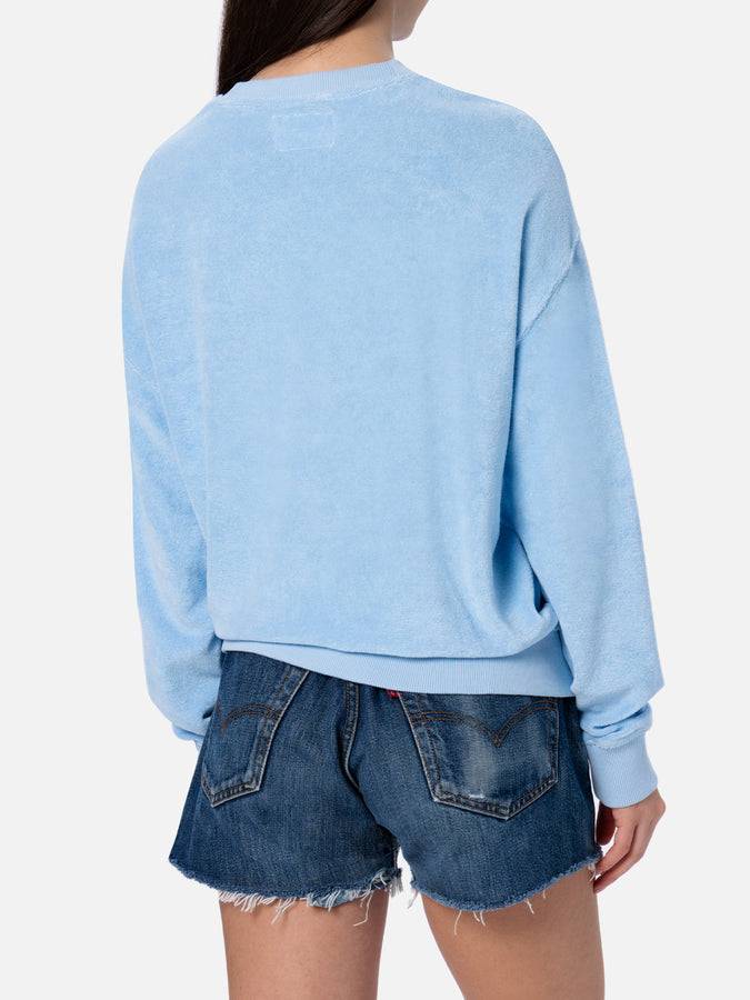 Mc2 Saint Barth Felpa da donna Stardust di cotone spugna di colore azzurro Prezzo Ridotto