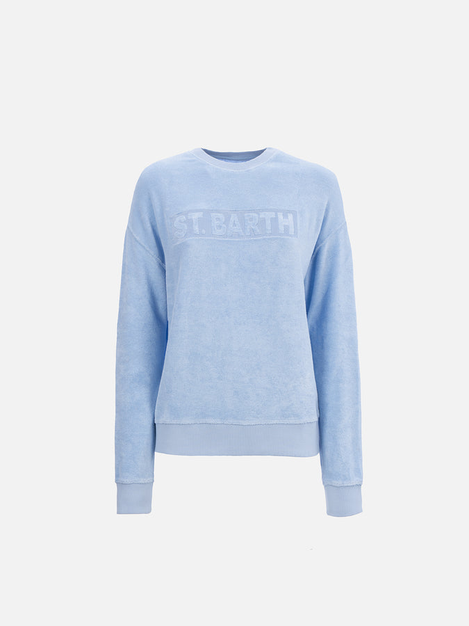 Mc2 Saint Barth Felpa da donna Stardust di cotone spugna di colore azzurro Prezzo Ridotto