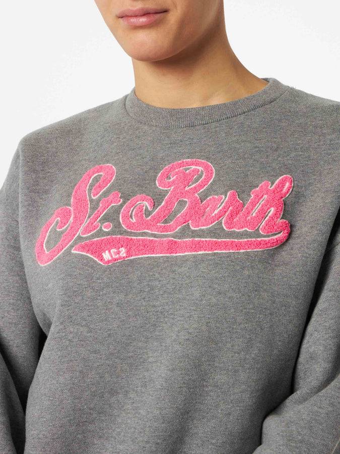 Mc2 Saint Barth Felpa da donna in felpa con logo in spugna rosa In Vendita
