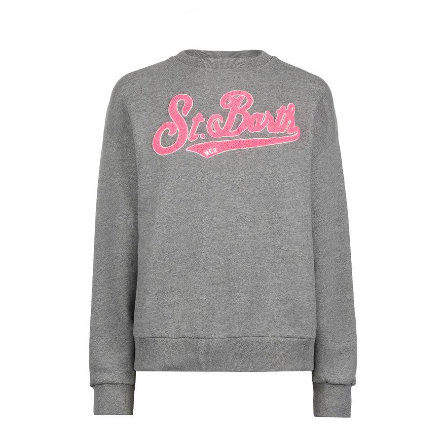 Mc2 Saint Barth Felpa da donna in felpa con logo in spugna rosa In Vendita