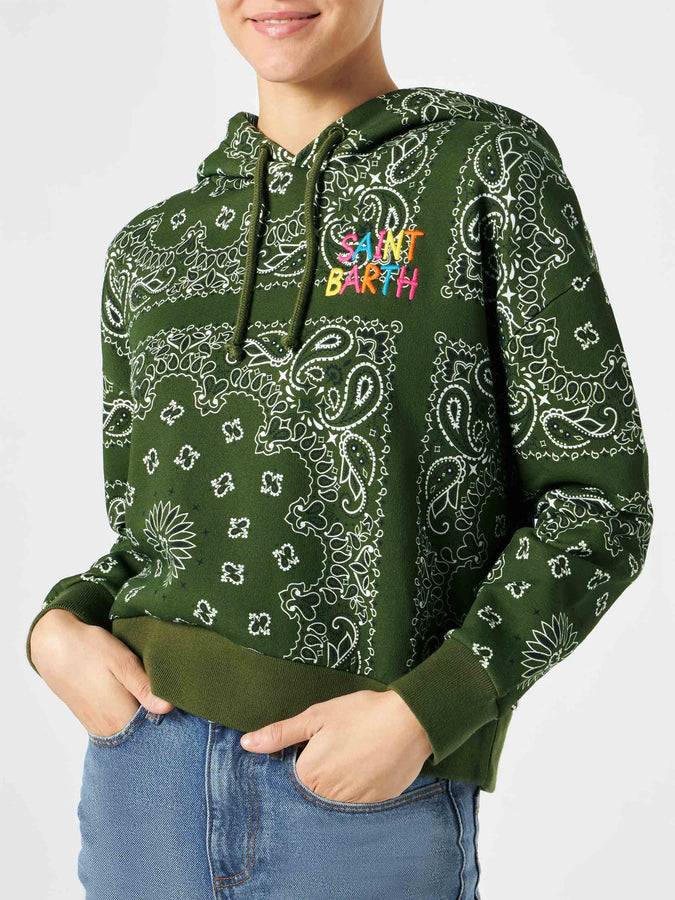 Mc2 Saint Barth Felpa da donna in felpa con cappuccio e stampa bandana Offerte