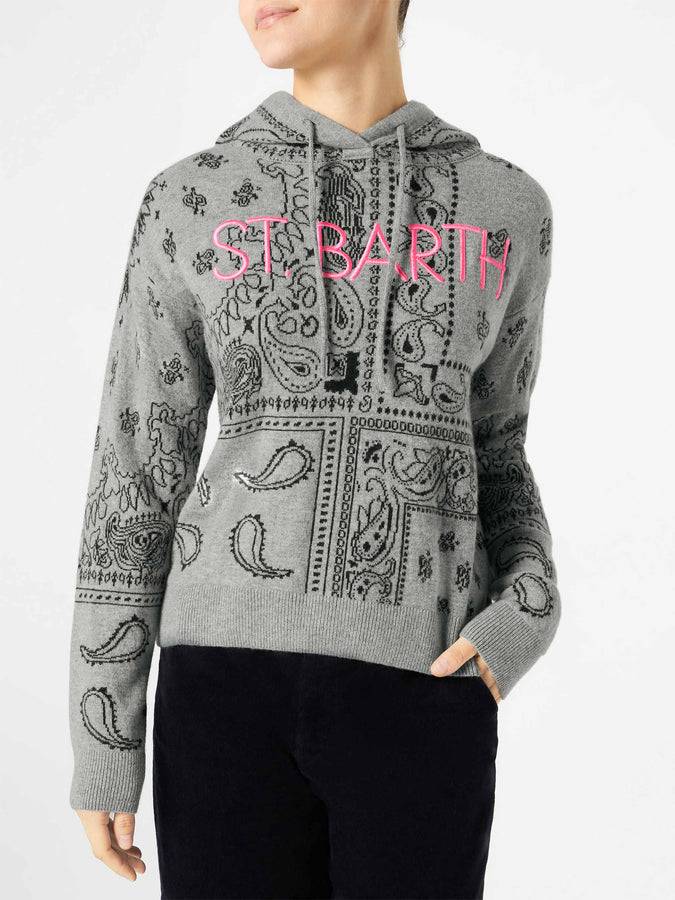 Mc2 Saint Barth Felpa corta da donna in maglia con stampa bandana