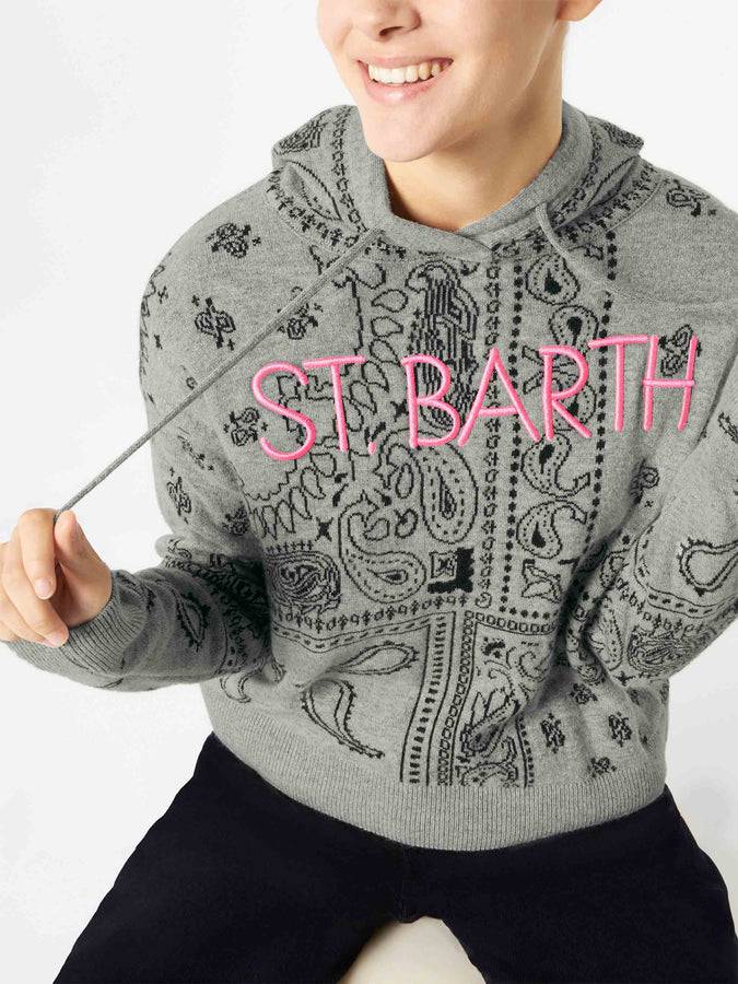 Mc2 Saint Barth Felpa corta da donna in maglia con stampa bandana Negozio