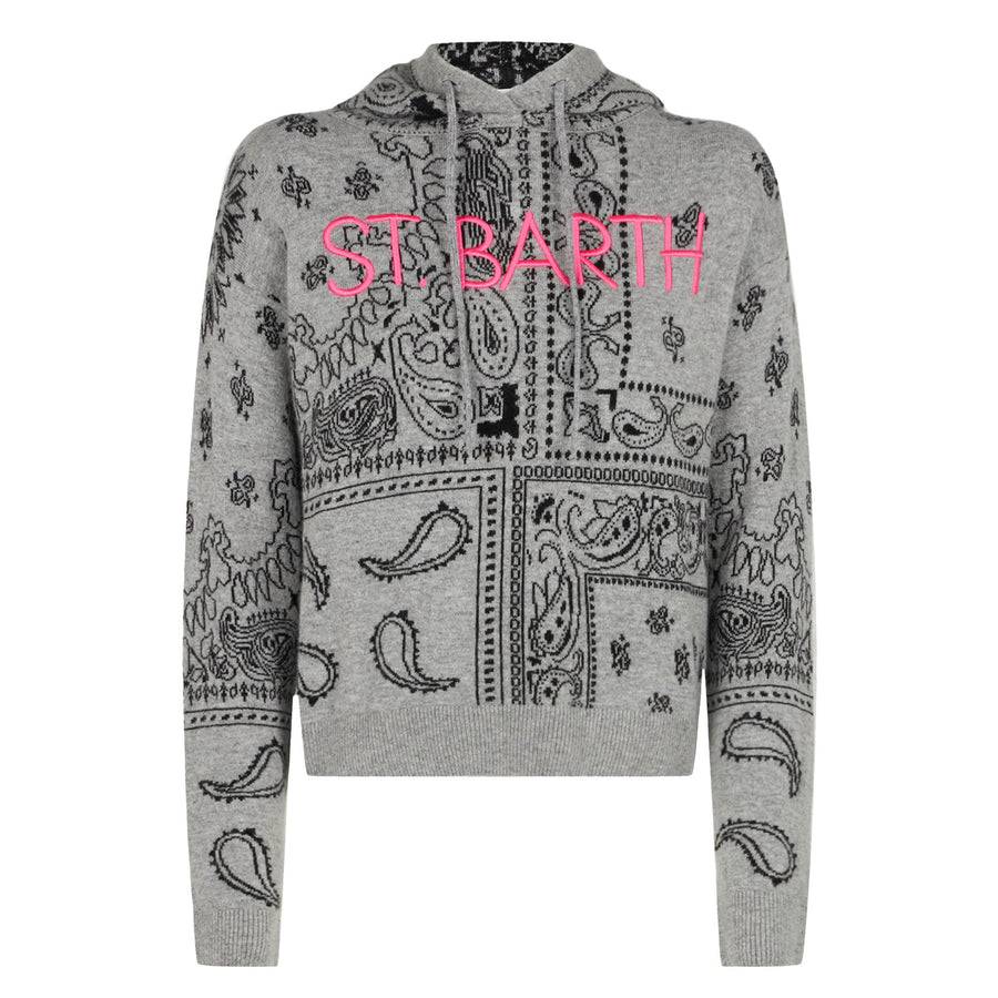 Mc2 Saint Barth Felpa corta da donna in maglia con stampa bandana Negozio