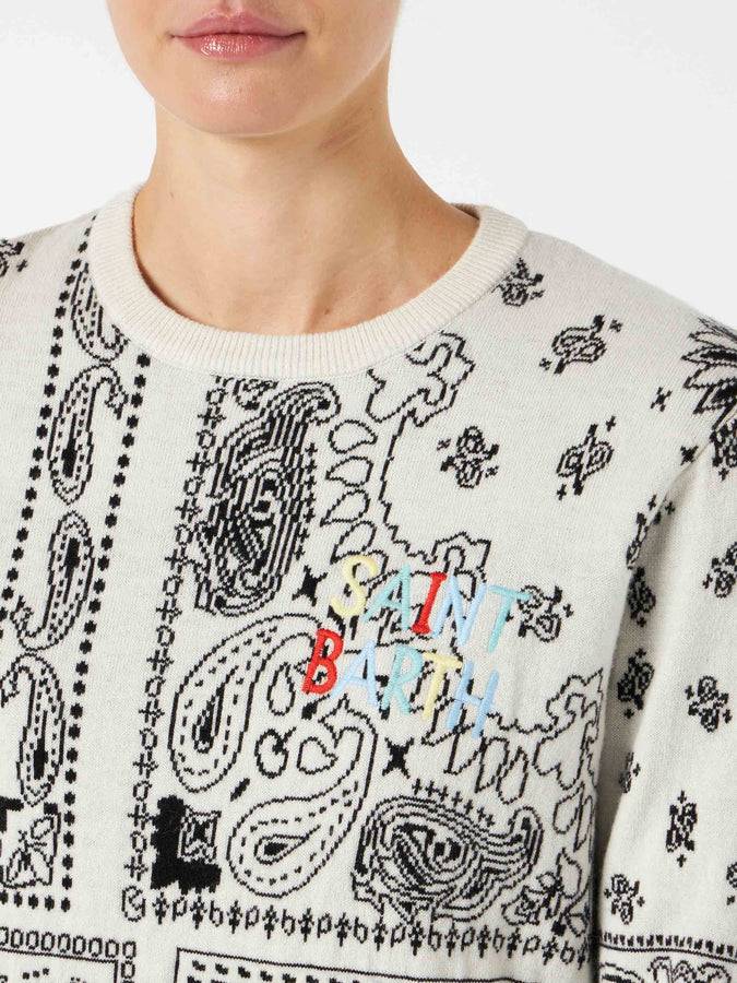 Mc2 Saint Barth Maglia da donna con ricamo stampa bandana In Saldo