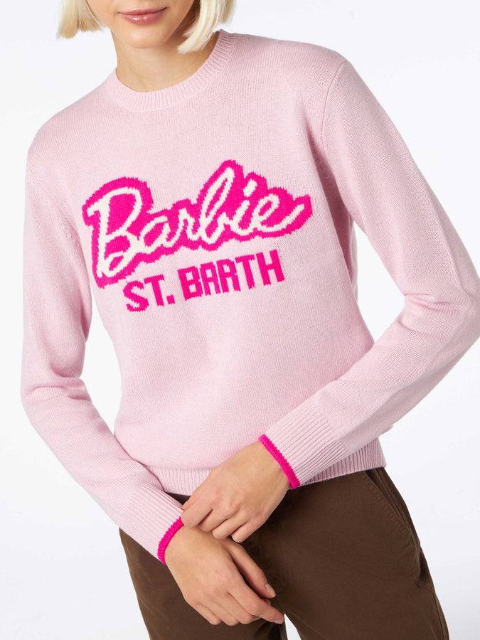 Mc2 Saint Barth Maglia da donna girocollo rosa con stampa Barbie | EDIZIONE SPECIALE BARBIE Nuovo