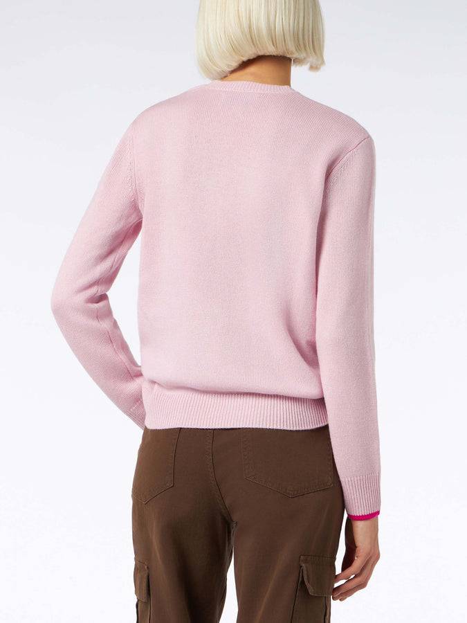 Mc2 Saint Barth Maglia da donna girocollo rosa con stampa Barbie | EDIZIONE SPECIALE BARBIE Nuovo