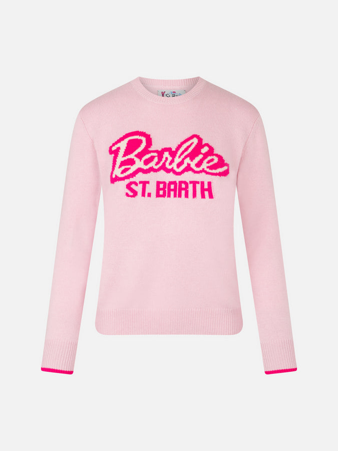 Mc2 Saint Barth Maglia da donna girocollo rosa con stampa Barbie | EDIZIONE SPECIALE BARBIE Nuovo