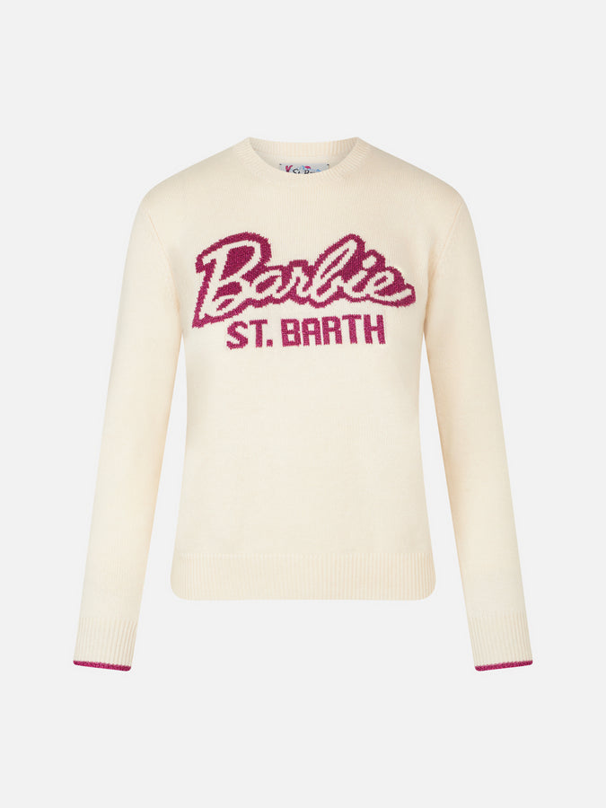 Mc2 Saint Barth Maglia da donna girocollo bianca con stampa Barbie | EDIZIONE SPECIALE BARBIE Qualità