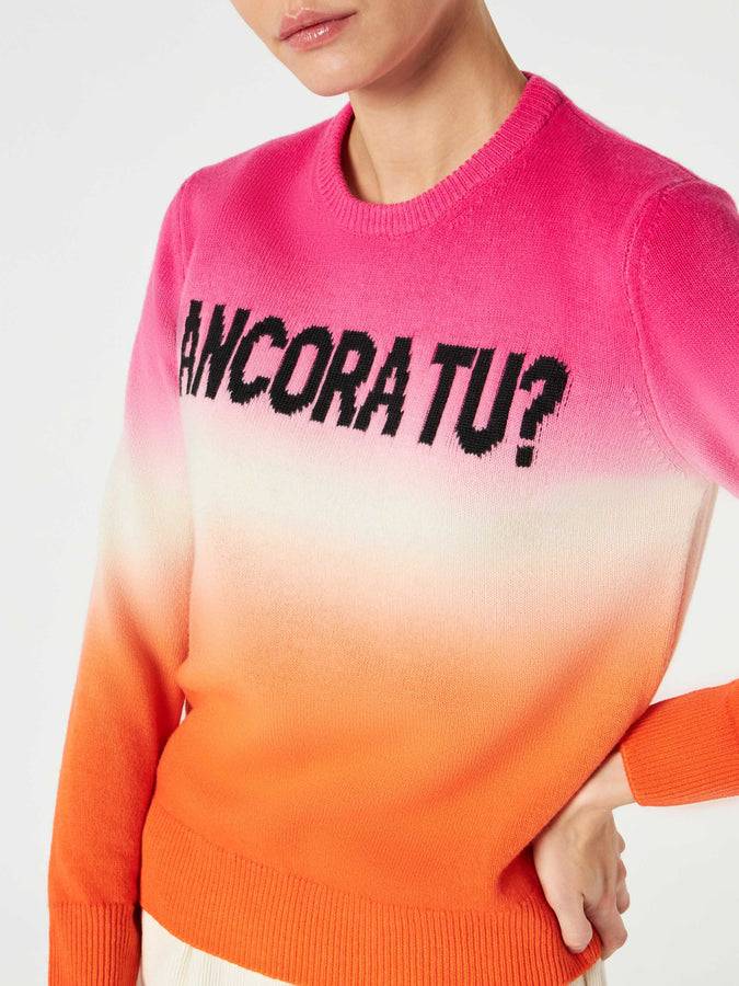 Mc2 Saint Barth Maglia da donna fucsia e arancio degradé con scritta Ancora tu Spedizione Gratuita