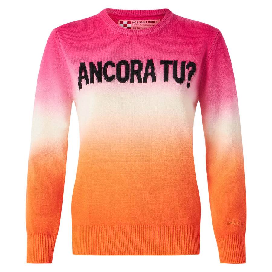 Mc2 Saint Barth Maglia da donna fucsia e arancio degradé con scritta Ancora tu Spedizione Gratuita