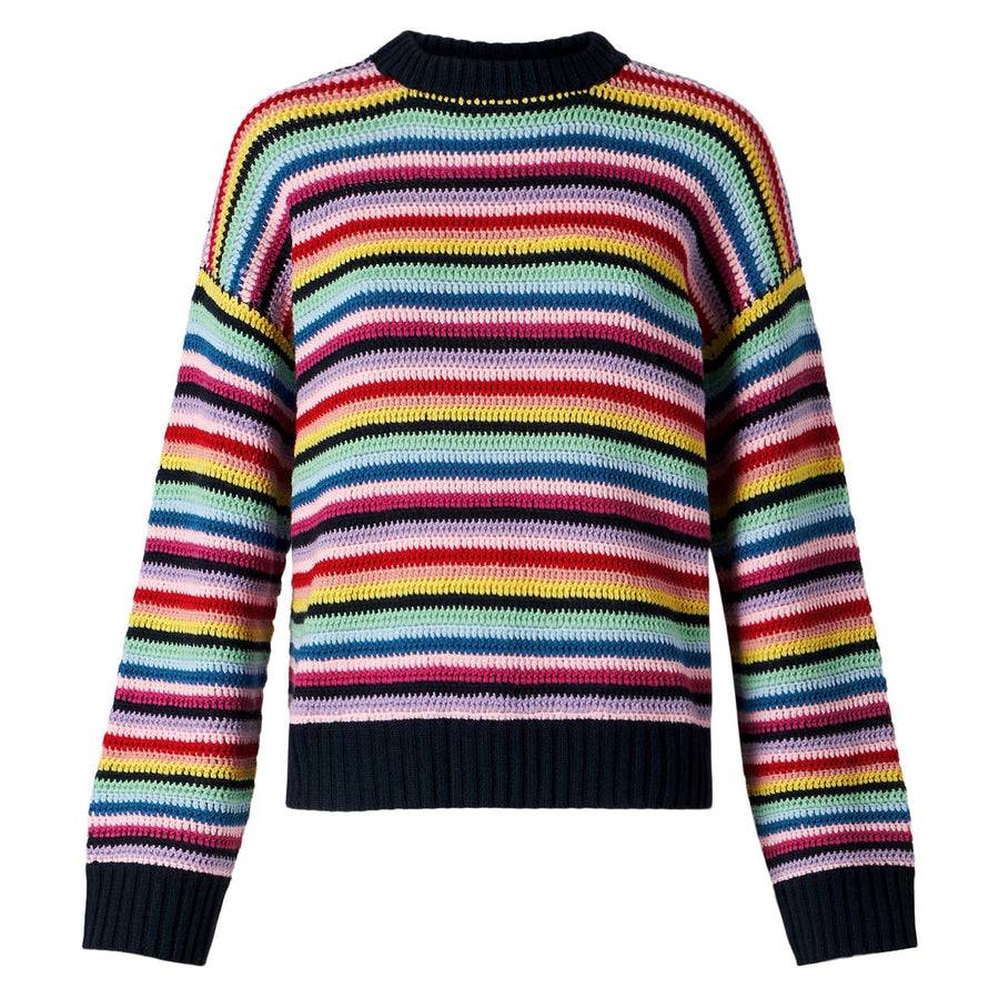 Mc2 Saint Barth Maglia da donna all'uncinetto a righe multicolore Ritorno libero