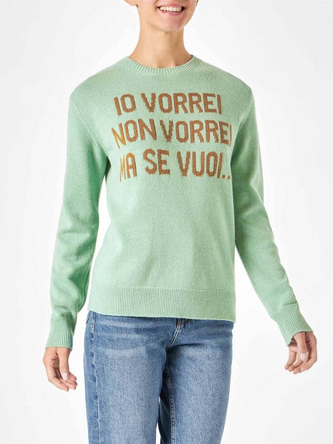 Mc2 Saint Barth Maglia da donna verde con stampa jacquard | EDIZIONE SPECIALE DI NIKI DJ Consegna Veloce