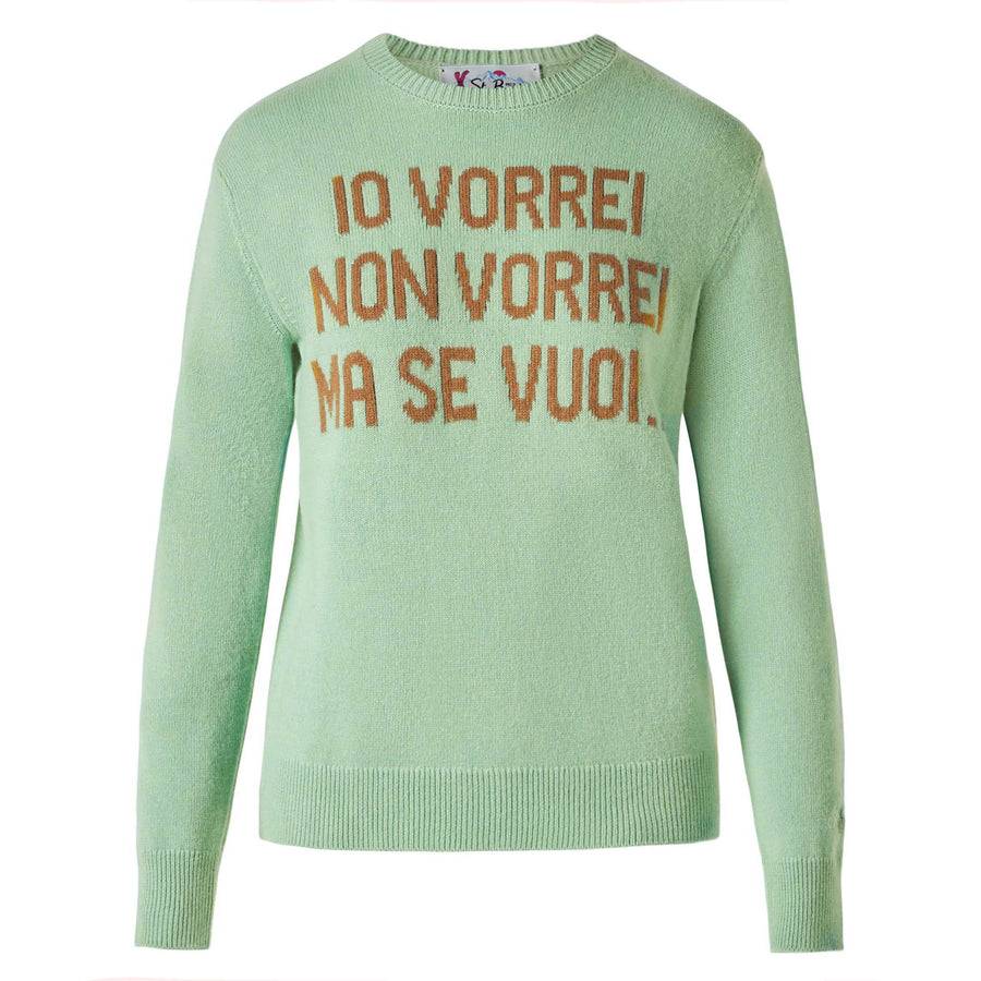 Mc2 Saint Barth Maglia da donna verde con stampa jacquard | EDIZIONE SPECIALE DI NIKI DJ Consegna Veloce