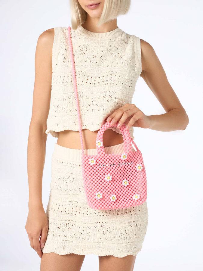 Mc2 Saint Barth Borsa piccola con perline di fiori rosa Promozione Limitata