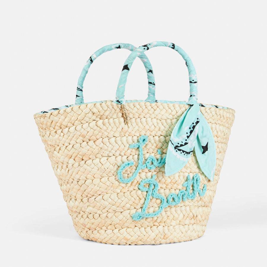 Mc2 Saint Barth Small straw bag Kylie with embroidery and paisley handles Prezzo Ridotto