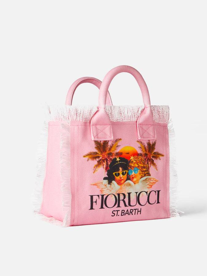 Mc2 Saint Barth Borsa a mano Colette in tela di cotone rosa con stampa Angeli Fiorucci | FIORUCCI SPECIAL EDITION Novità