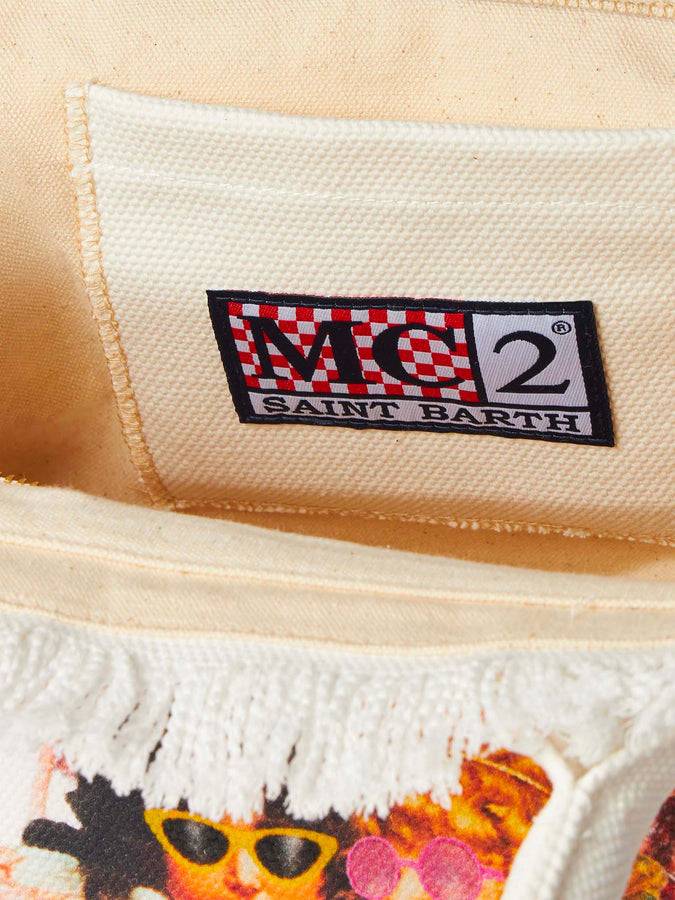 Mc2 Saint Barth Borsa a mano Colette in tela di cotone bianca con stampa Angeli Fiorucci | FIORUCCI SPECIAL EDITION Presa