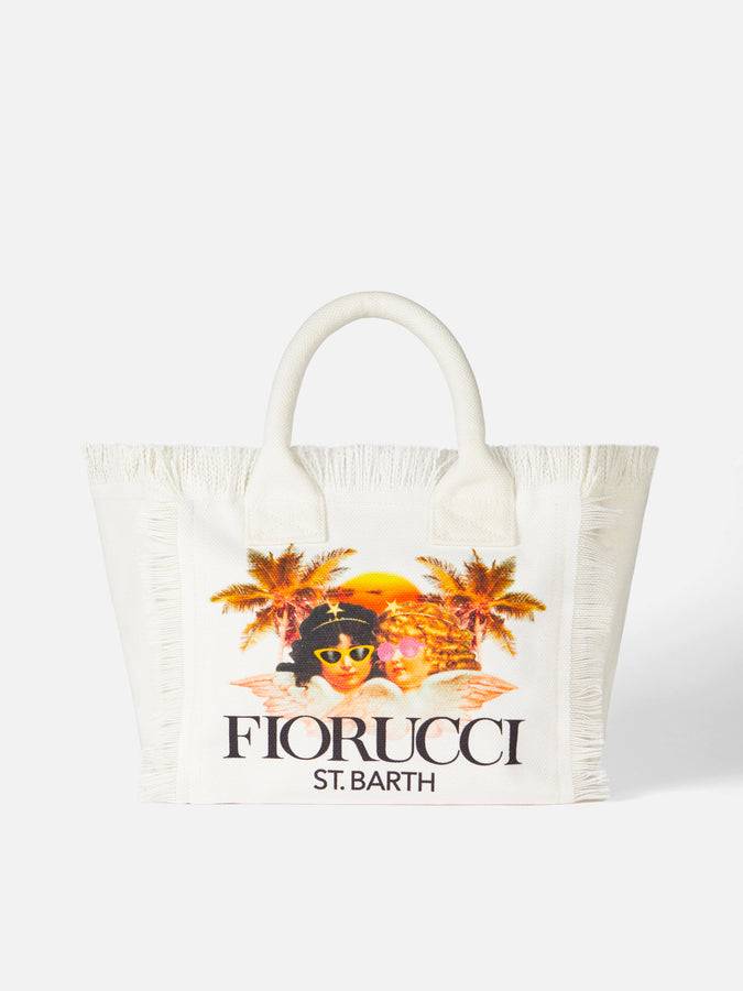 Mc2 Saint Barth Borsa a mano Colette in tela di cotone bianca con stampa Angeli Fiorucci | FIORUCCI SPECIAL EDITION Presa