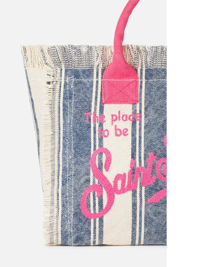 Mc2 Saint Barth Cotton canvas Colette handbag with striped print Sconto