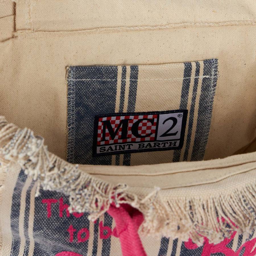 Mc2 Saint Barth Cotton canvas Colette handbag with striped print Sconto