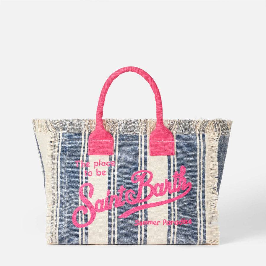 Mc2 Saint Barth Cotton canvas Colette handbag with striped print Sconto
