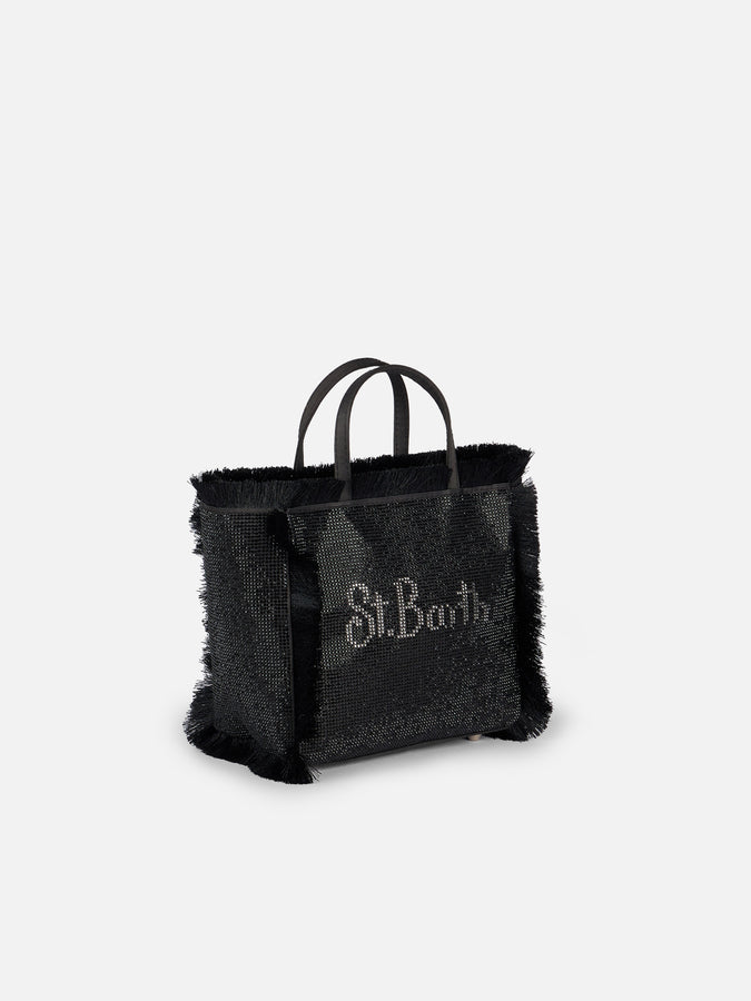 Mc2 Saint Barth Borsa Mini Vanity con frange e strass neri Hotsell