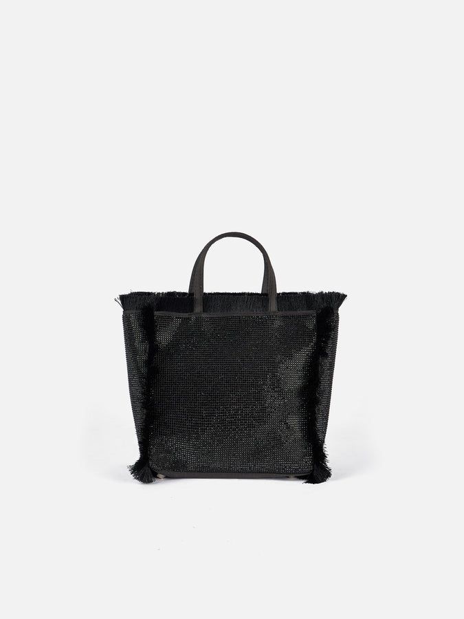 Mc2 Saint Barth Borsa Mini Vanity con frange e strass neri Hotsell