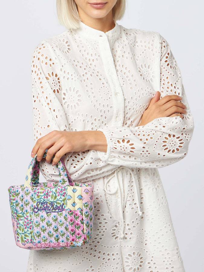 Mc2 Saint Barth Borsa Soft Tote Mini trapuntata a fiori multicolor Vendita Calda