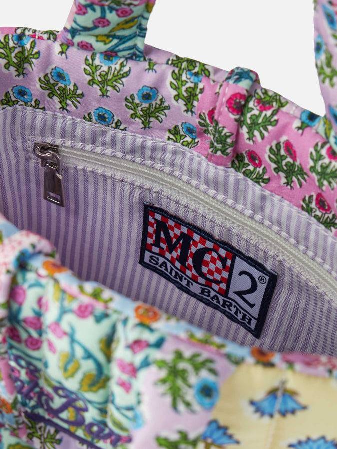 Mc2 Saint Barth Borsa Soft Tote Mini trapuntata a fiori multicolor Vendita Calda