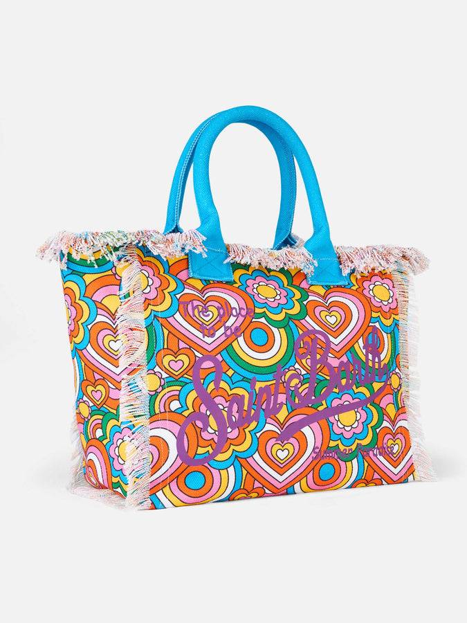 Mc2 Saint Barth Cotton canvas Vanity tote bag with groovy print Saldi Di Fabbrica