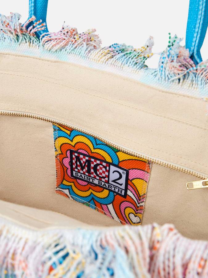 Mc2 Saint Barth Cotton canvas Vanity tote bag with groovy print Saldi Di Fabbrica