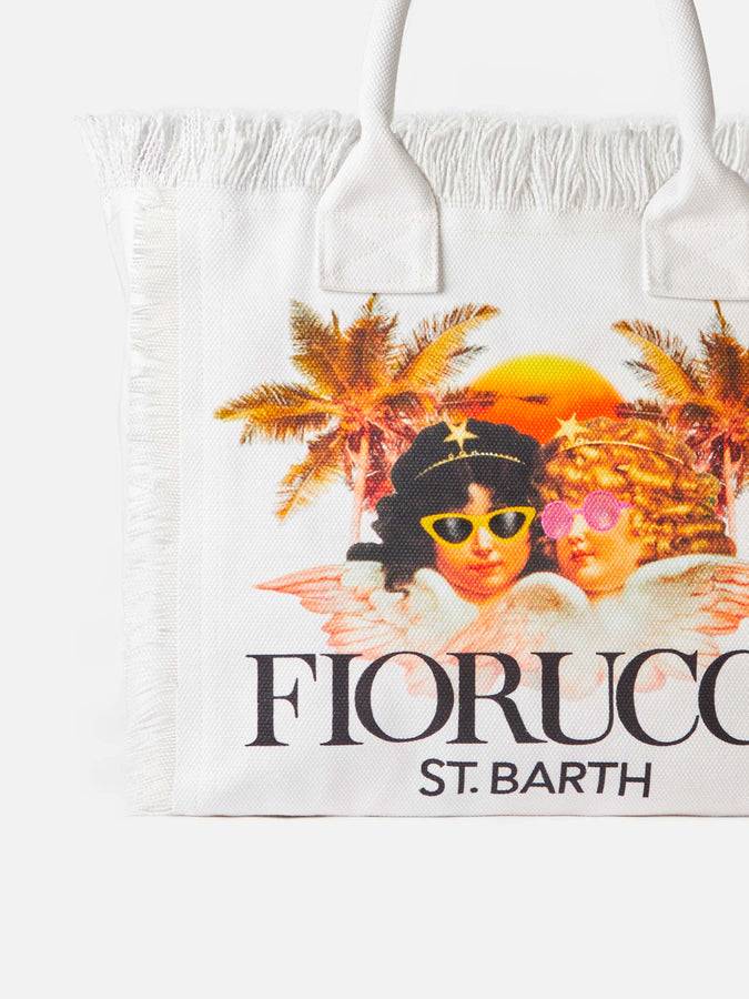 Mc2 Saint Barth Borsa a spalla Vanity in canvas bianco con stampa angeli Fiorucci | FIORUCCI SPECIAL EDITION I Più Venduti