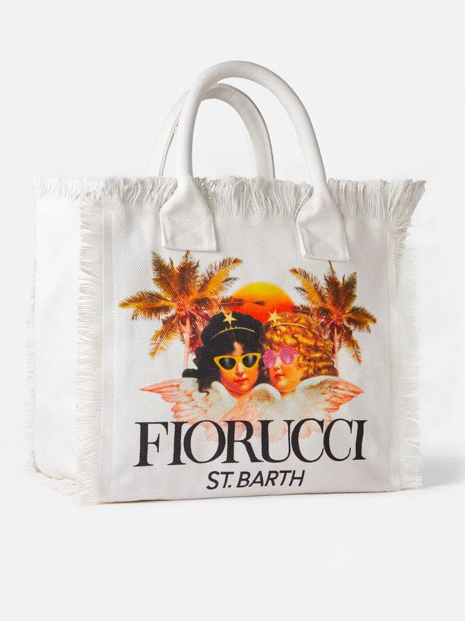 Mc2 Saint Barth Borsa a spalla Vanity in canvas bianco con stampa angeli Fiorucci | FIORUCCI SPECIAL EDITION I Più Venduti