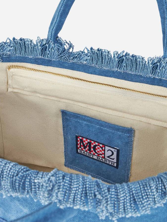 Mc2 Saint Barth Denim cotton canvas Vanity tote bag with logo bag Negozio