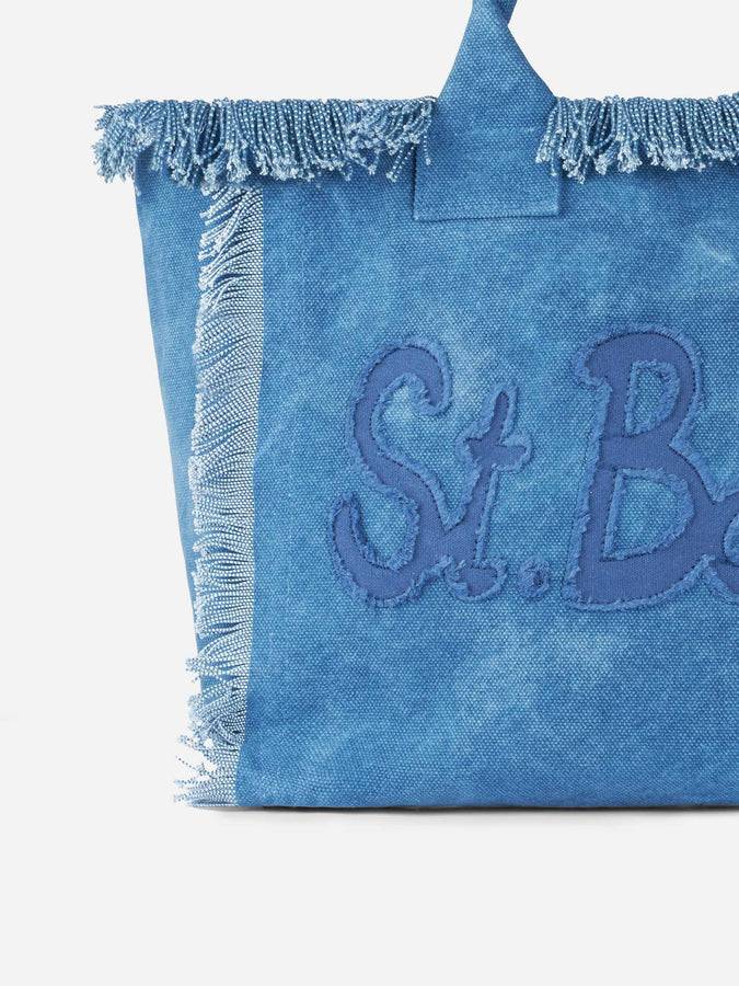 Mc2 Saint Barth Denim cotton canvas Vanity tote bag with logo bag Negozio