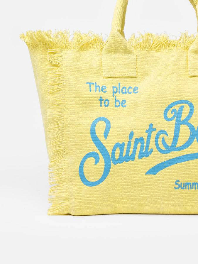 Mc2 Saint Barth Borsa tote Vanity in tela di cotone gialla Nuova