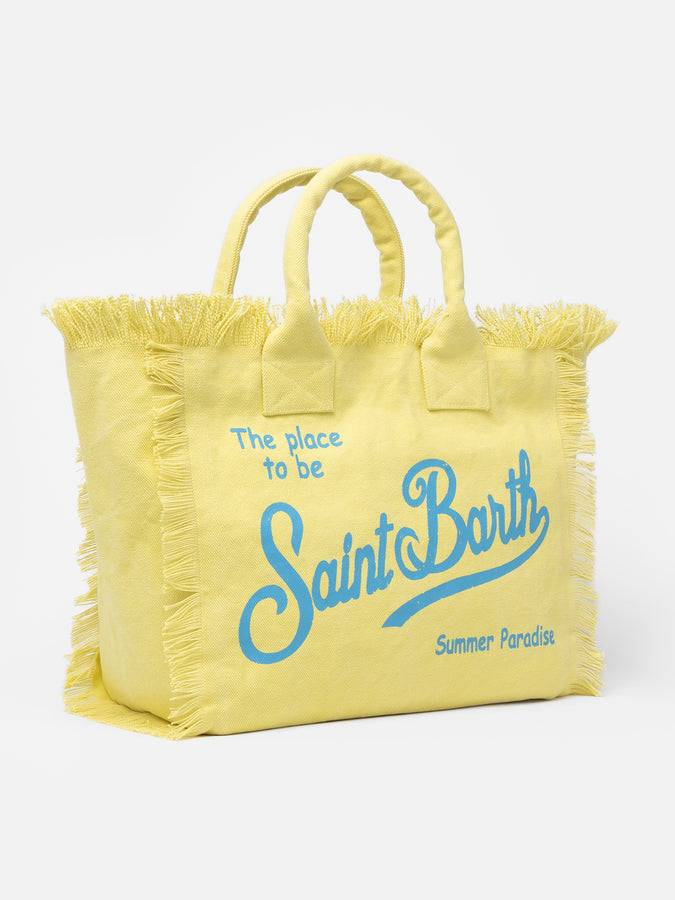Mc2 Saint Barth Borsa tote Vanity in tela di cotone gialla Nuova
