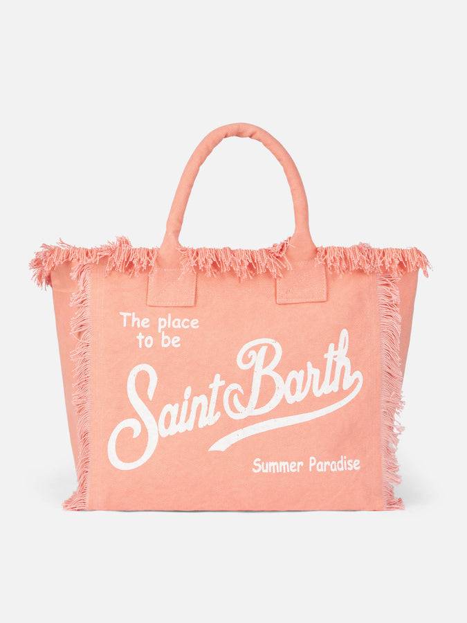 Mc2 Saint Barth Borsa tote Vanity in tela di cotone color pesca Italy