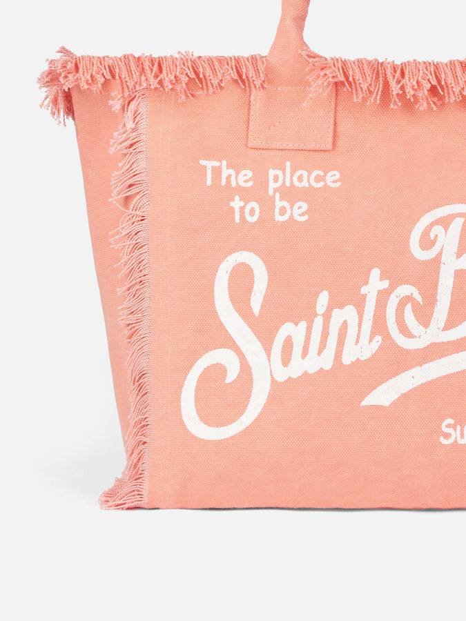 Mc2 Saint Barth Borsa tote Vanity in tela di cotone color pesca Italy